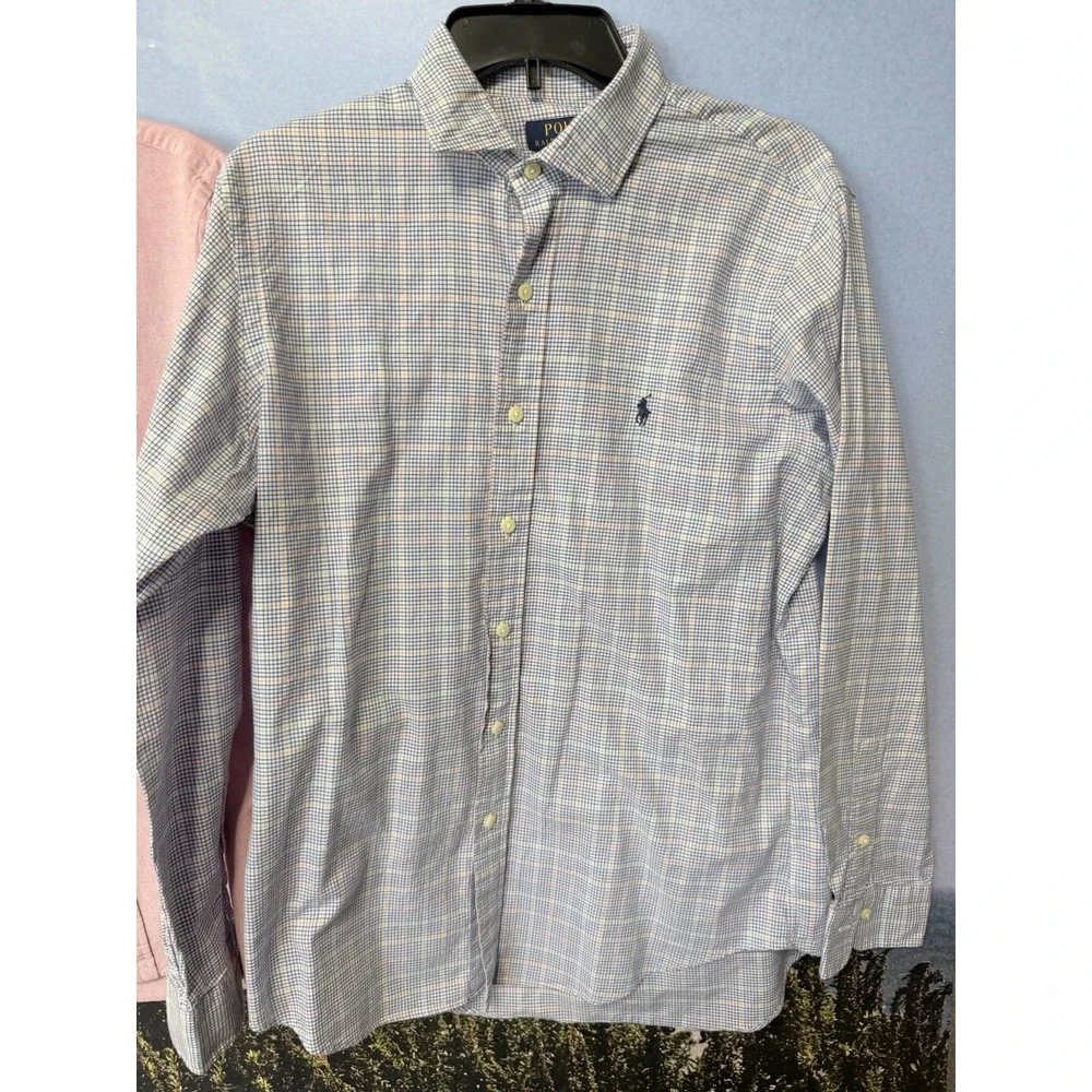 Polo Ralph Lauren Button Down Shirts Men's Medium Lot of 2 Plaid Madras Preppy